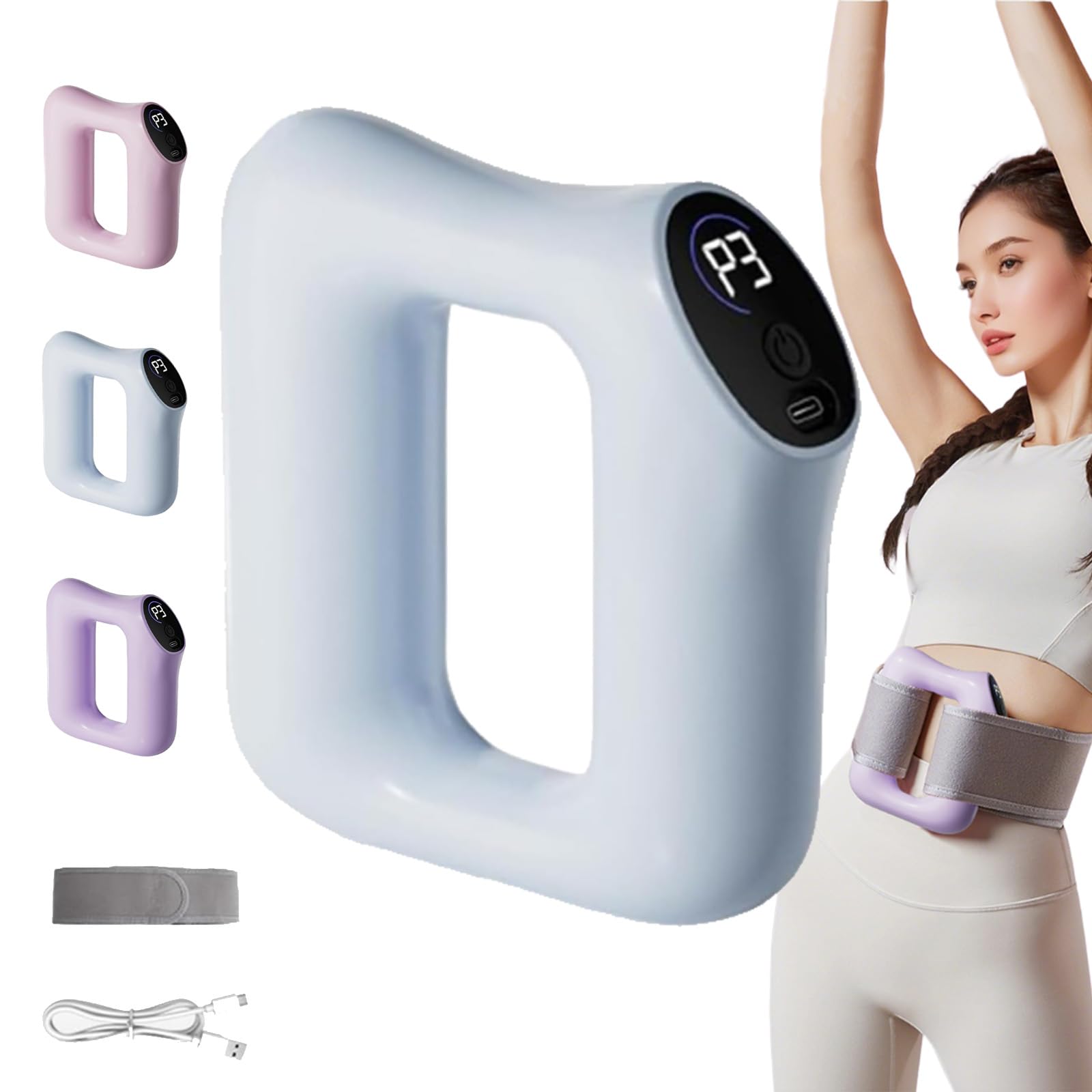 Multifunctional Full Body Fascia Ring, Ergonomic Electric Fascia Massager, Portable Fascias Blaster Design Helps Muscle Relaxation, Adjustable Massage Mode, Suitable for Abdomen, Back, Legs (Blue)