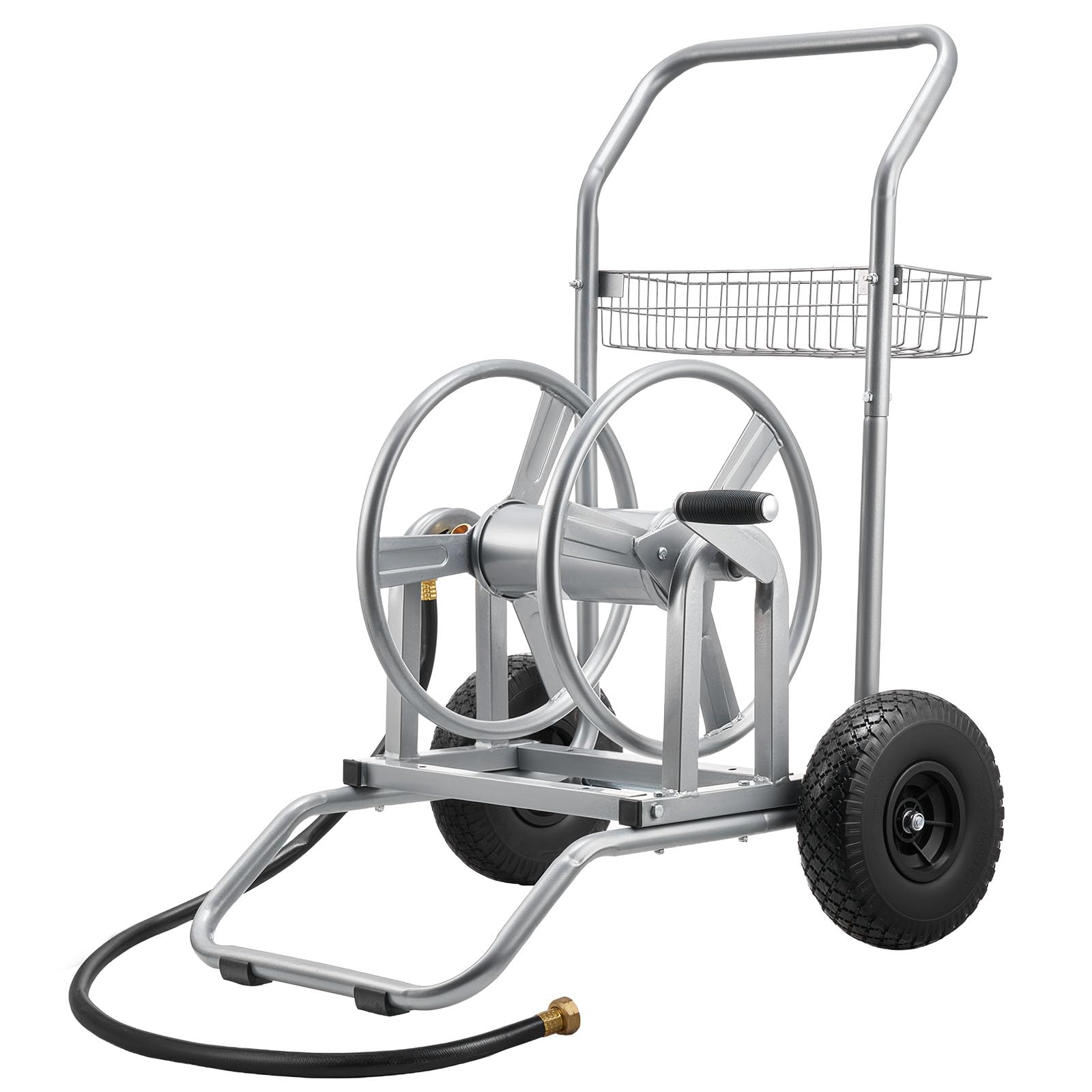 VEVOR Schlauchwagen, 6096/9144cm Gartenschlauchwagen, Schlauchtrommel mit Zwei Rädern, Griff & Aufbewahrungskorb, Schlauchaufroller mit doppeltem Verwendungszweck für Garten, Auto 675x610x900mm