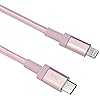 Amazon Basics USB-C to Lightning Charger Cable, Nylon Braided Cord, MFi Certified Charger for Apple iPhone 14 13 12 11 X Xs Pro, Pro Max, Plus, iPad, 1.8 m, Rose Gold