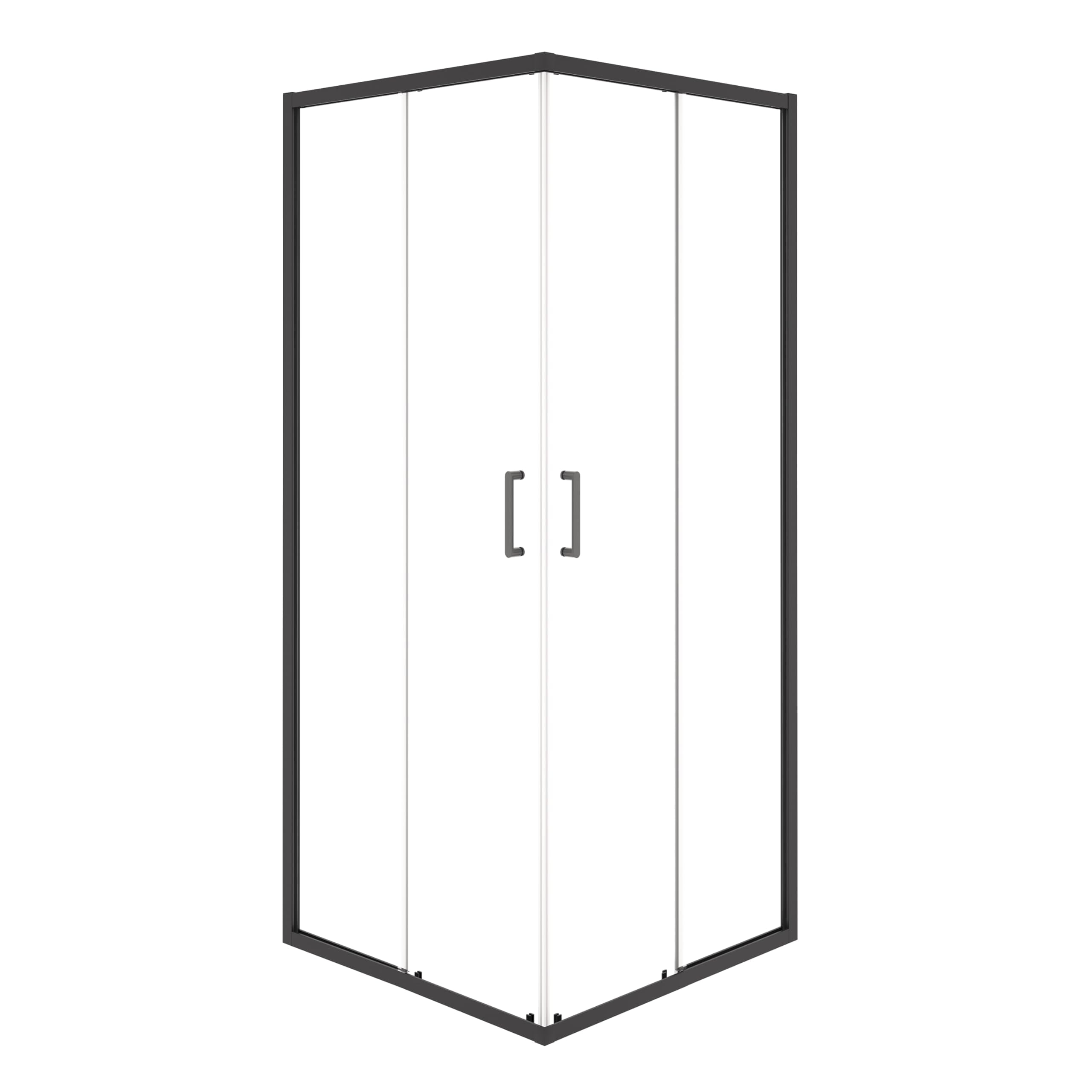 Kabina prysznicowa 90 x 90 cm, czarna, aluminium, 6 mm ESG, drzwi przesuwne