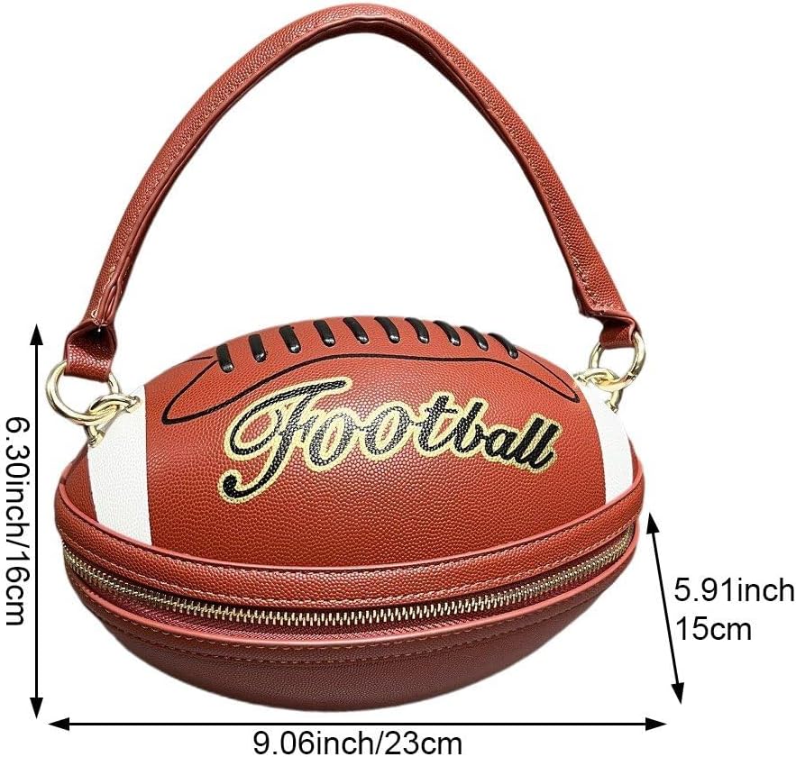 Women Football Shaped Crossbody Shoulder Bag Purse Handbags Chain Crossbody Bag Tote Bag Novelty Funny Bag