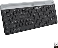 Logitech K585 Slim Wireless Multi-Device Keyboard with Phone Cradle, Bluetooth/USB, 24-Month Battery, Graphite - Laptop/Tablet/Phone Compatible