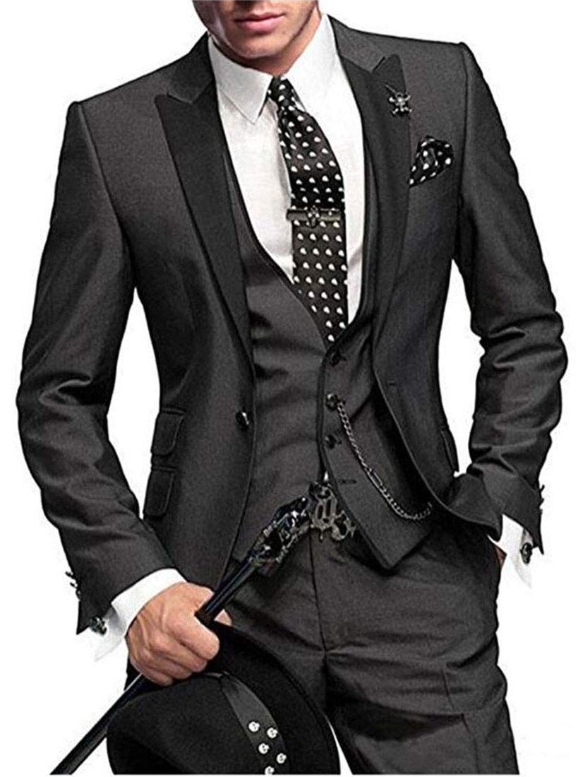 One Button 3 Pieces Green Wedding Suits Notch Lapel Men Suits Groom Tuxedos