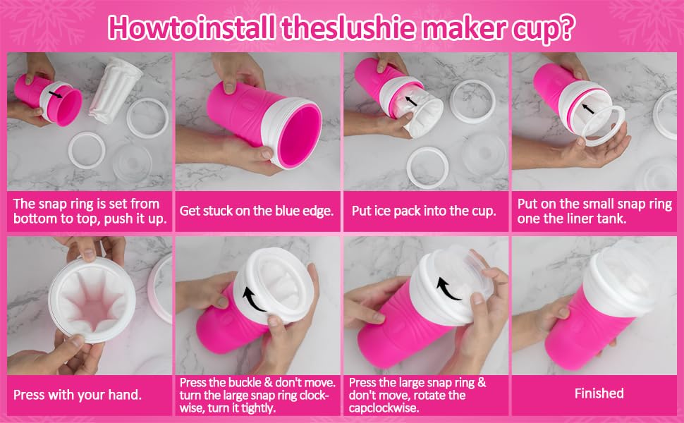 Slushie Maker Cup - DIY Magic Slushy Maker Squeeze Cup, Portable Smoothie Squeeze Cup for Juices, Milk and Ice Cream Make, Double Layers Silica Cup with Lid & Straw for Friends, Family Gifts (Pink) – Bild 7