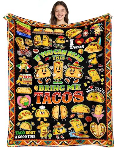 Zennebron Taco Blanket Soft Lightweight Flannel Tacos Throw Blanket Funny Taco Lovers Gifts for Girls Women Adults 50X 40