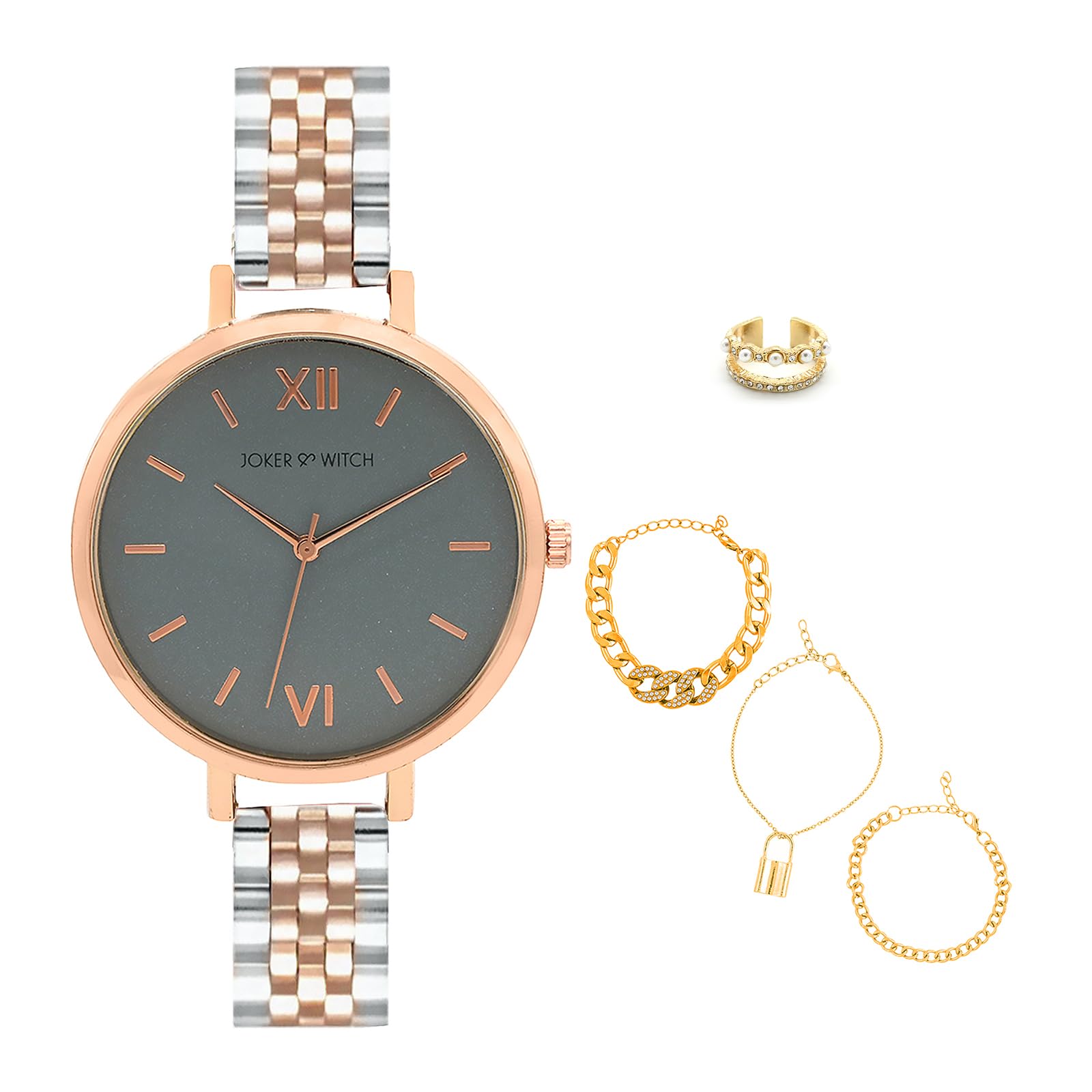 Stainless Steel Women Tilly Butterfly Love Triangle Analogue Watch, Grey Dial, Multi-Color Band