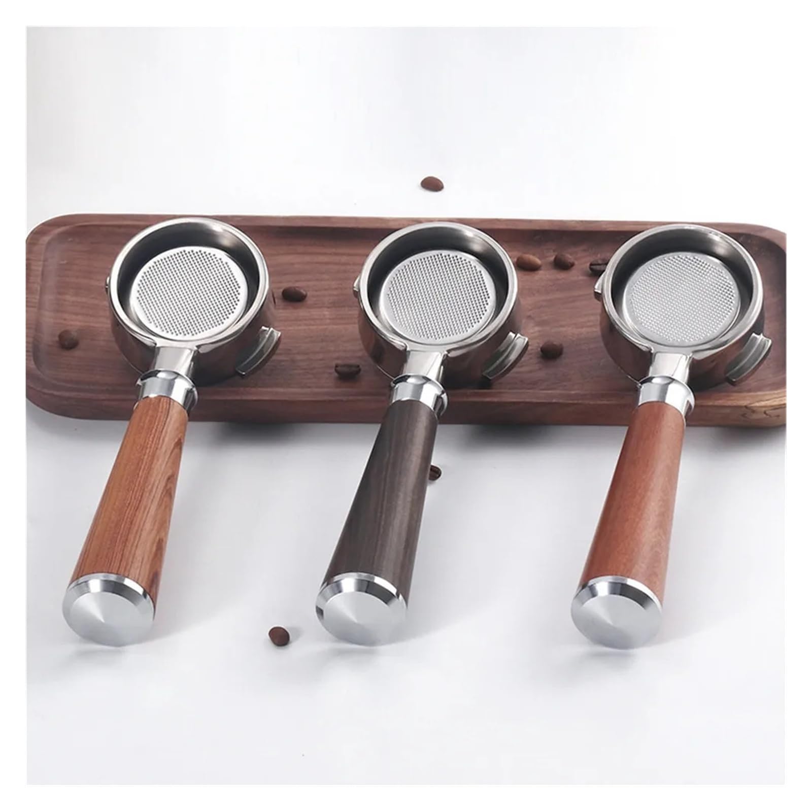 Compatible con portafiltro sin fondo Nuova VA358 de 58 mm | Oreja oblicua, café, accesorios for máquinas(Walnut Wood)