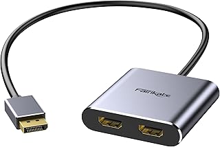 fairikabe Displayport to Dual HDMI Adapter, 4K Display Port Splitter for Dual Monitors, DP 1.2 to 2X HDMI Adapter for Computer Laptop Graphic Card, MST Extended Display for Windows