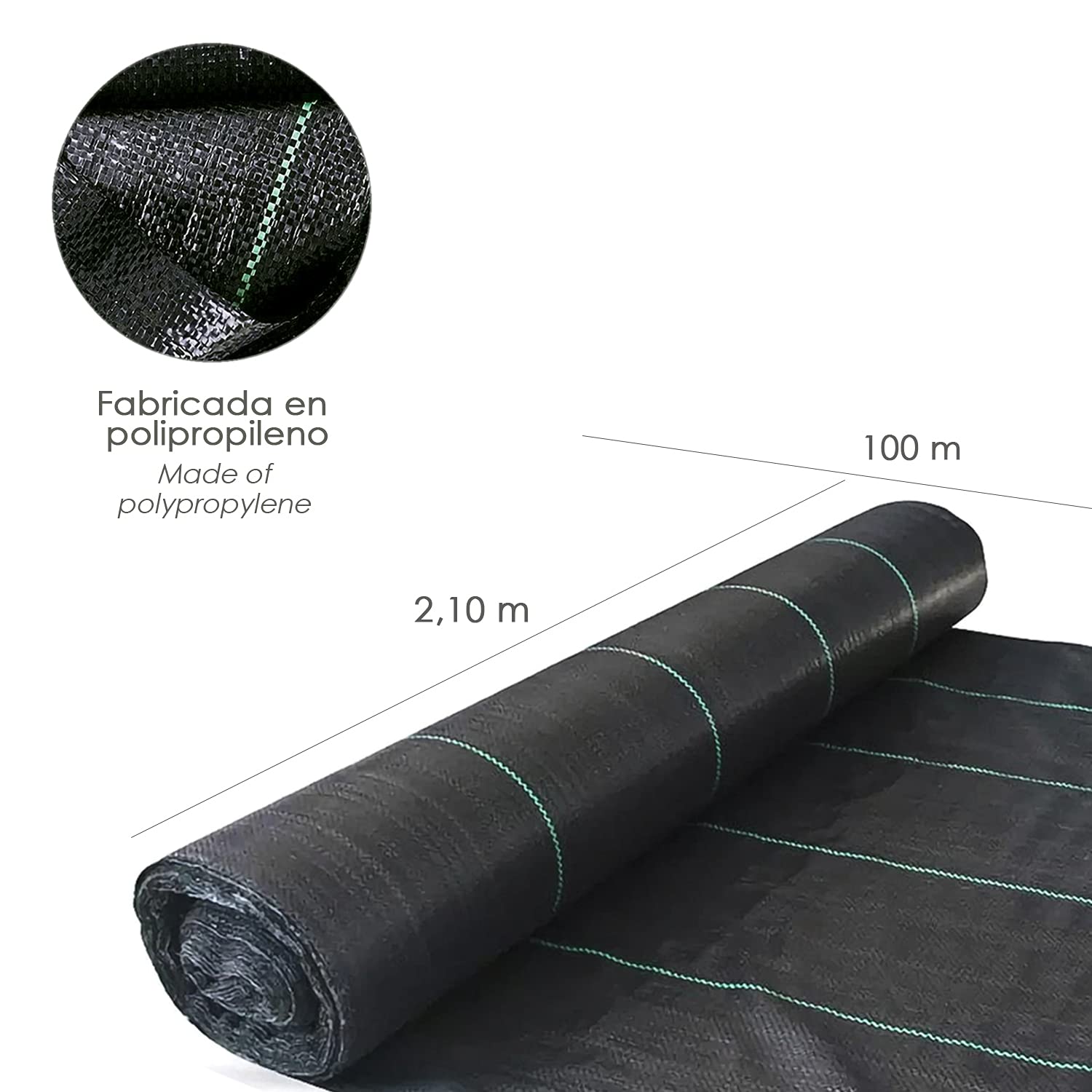 SATURNIA Malla Antihierbas (Rollo 2,1x100 Metros)110 gr/m2