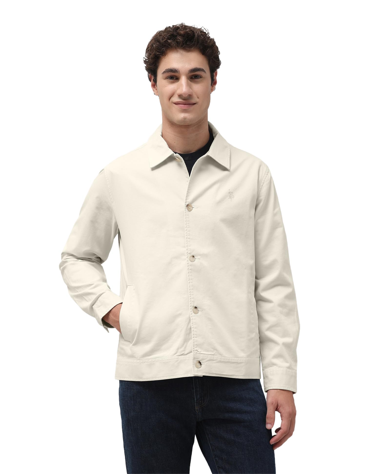 u.s. polo assn. U.s.polo association men's solid regular fit shacket-picture-52