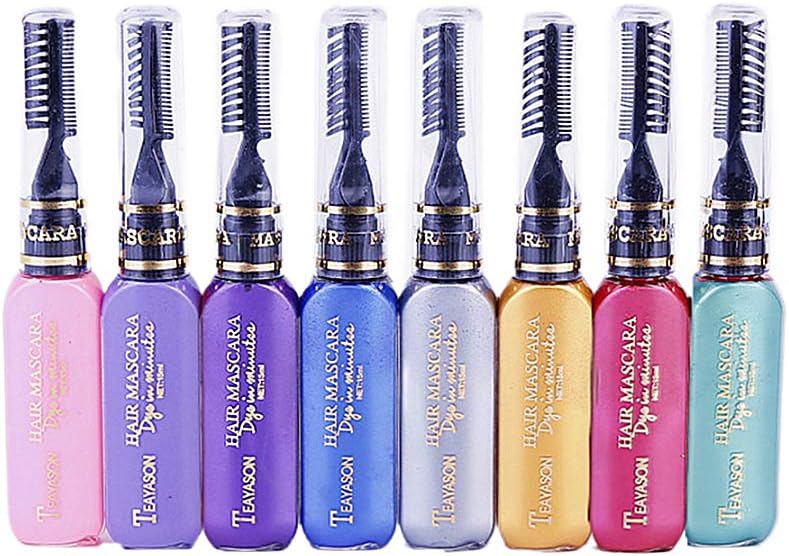Lurrose8 colours temporary hair chalk, Halloween disposable hair dye cream brush quick drying colour chalk gifts for girls children