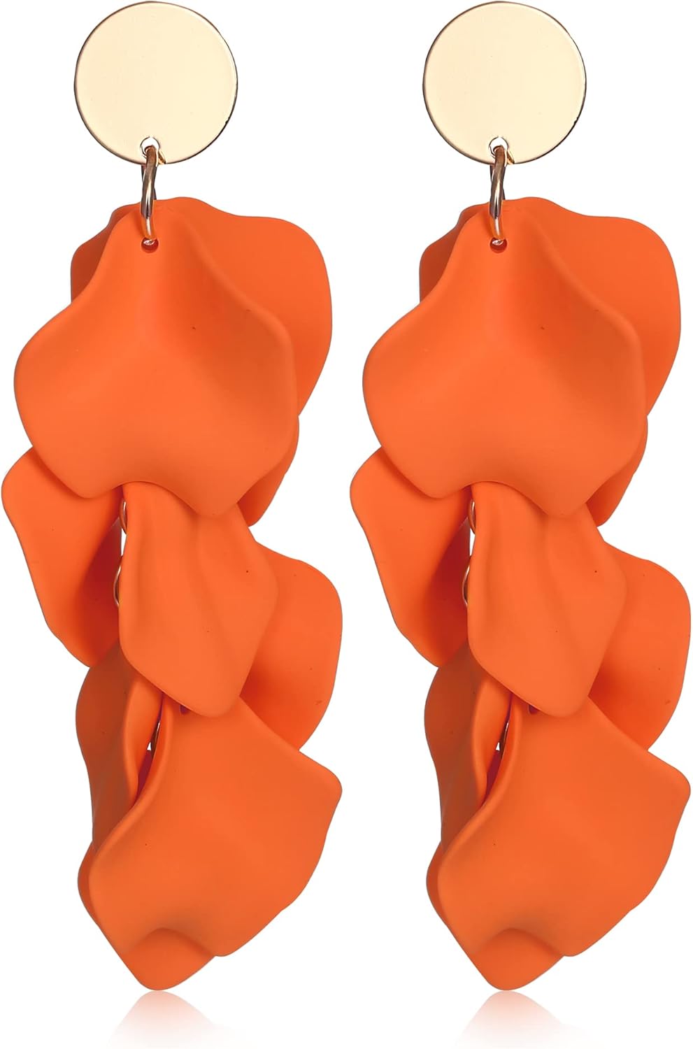 THUNARAZ Acrylic Clip on Earrings for Women Long Rose Petal Earrings Dangle Exaggerated Flower Earrings Drop Statement Floral Tassel Earring