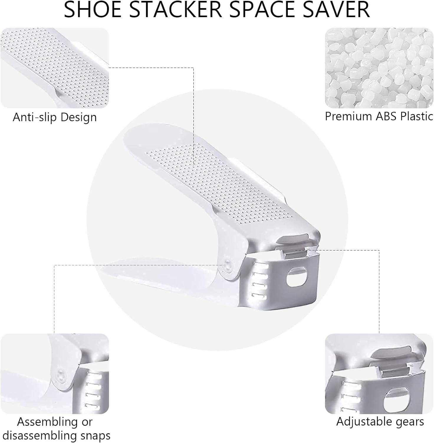 リニューアルでさらに人気！YIHATA (イハタ) 靴スロットオーガナイザー 20個パック 調節可能な靴スタッカー 収納 スペースセーバー ダブルデッキシュー 立ったまま調節
