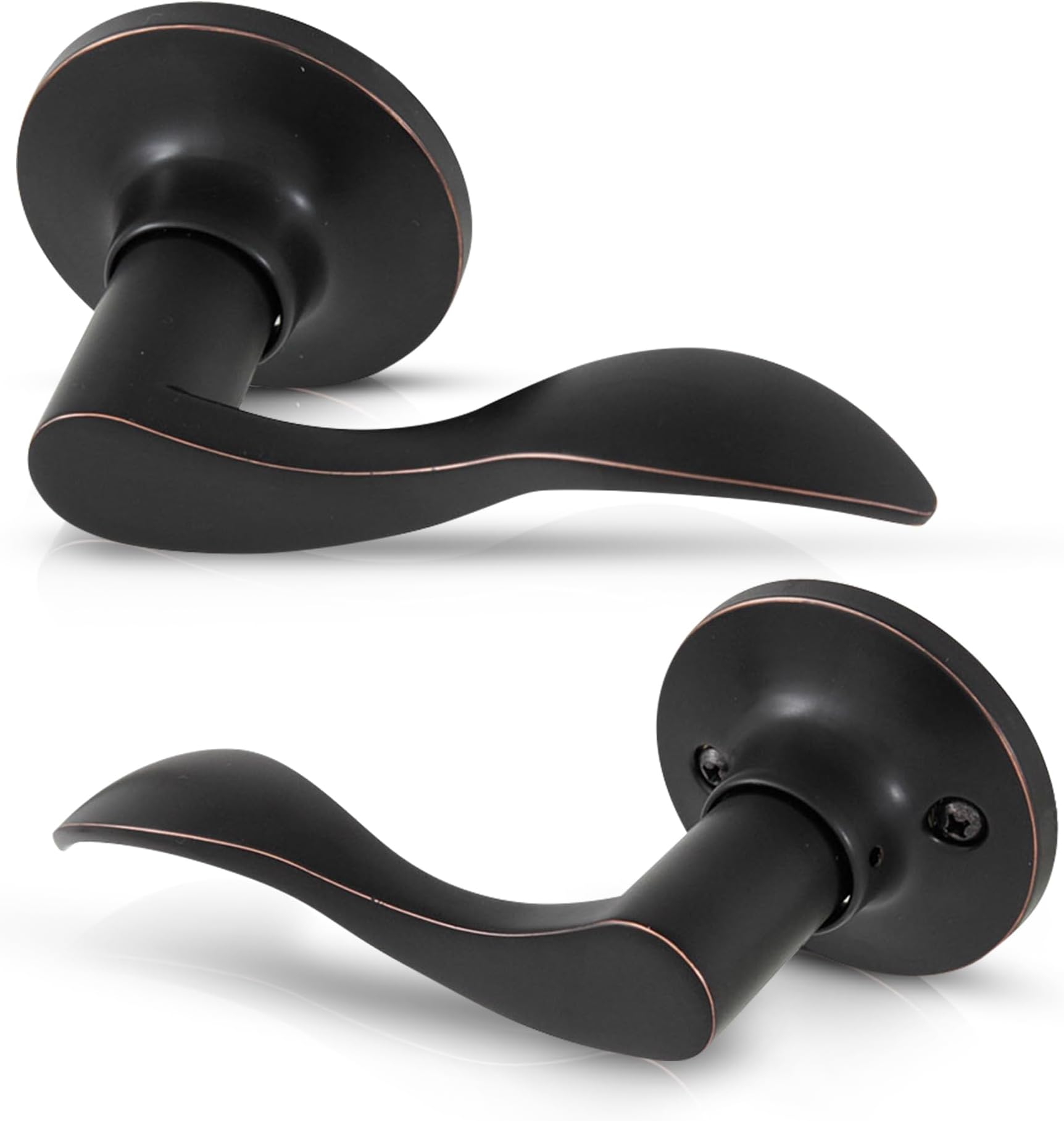 Safes & Door Locks - Wave Lever Door Handle with Non-Locking Interior - Passage Front Door Lever is Ideal for Closets & Hallways - 6.88" L x 2.75" W Inches - Oil Rubbed Bronze - 8106403