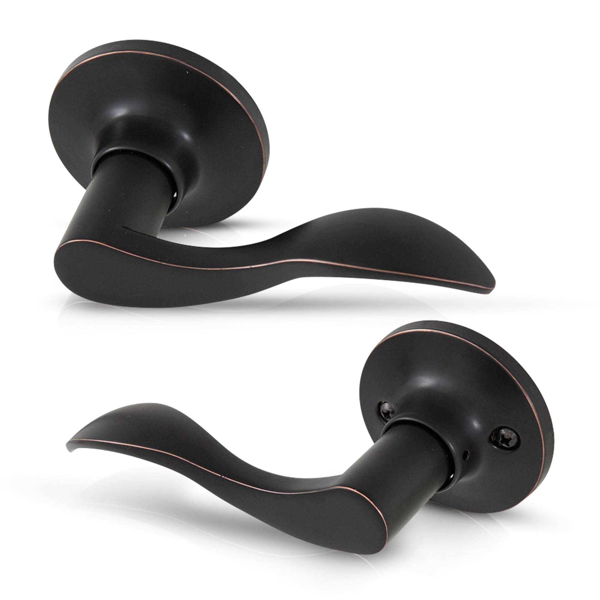 Safes & Door Locks - Wave Lever Door Handle with Non-Locking Interior - Passage Front Door Lever is Ideal for Closets & Hallways - 6.88" L x 2.75" W Inches - Oil Rubbed Bronze - 8106403