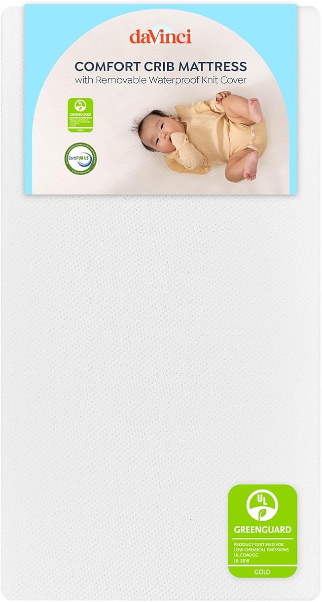 Colchón para cuna Davinci Comfort, soporte firme, liviano, funda removible, certificación Greenguard Gold, certificación CertiPUR-US®