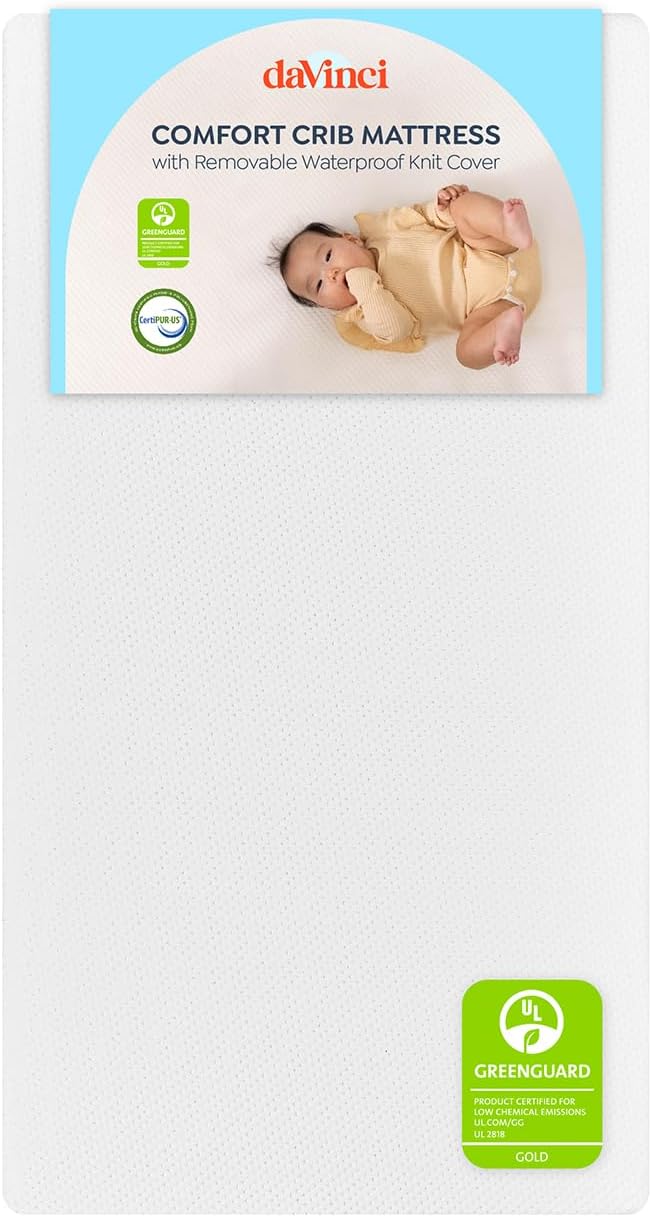 Davinci Comfort Crib Mattress, Firm Support, Lightweight, Removable Cover, Greenguard Gold Certified, CertiPUR-US® Certified