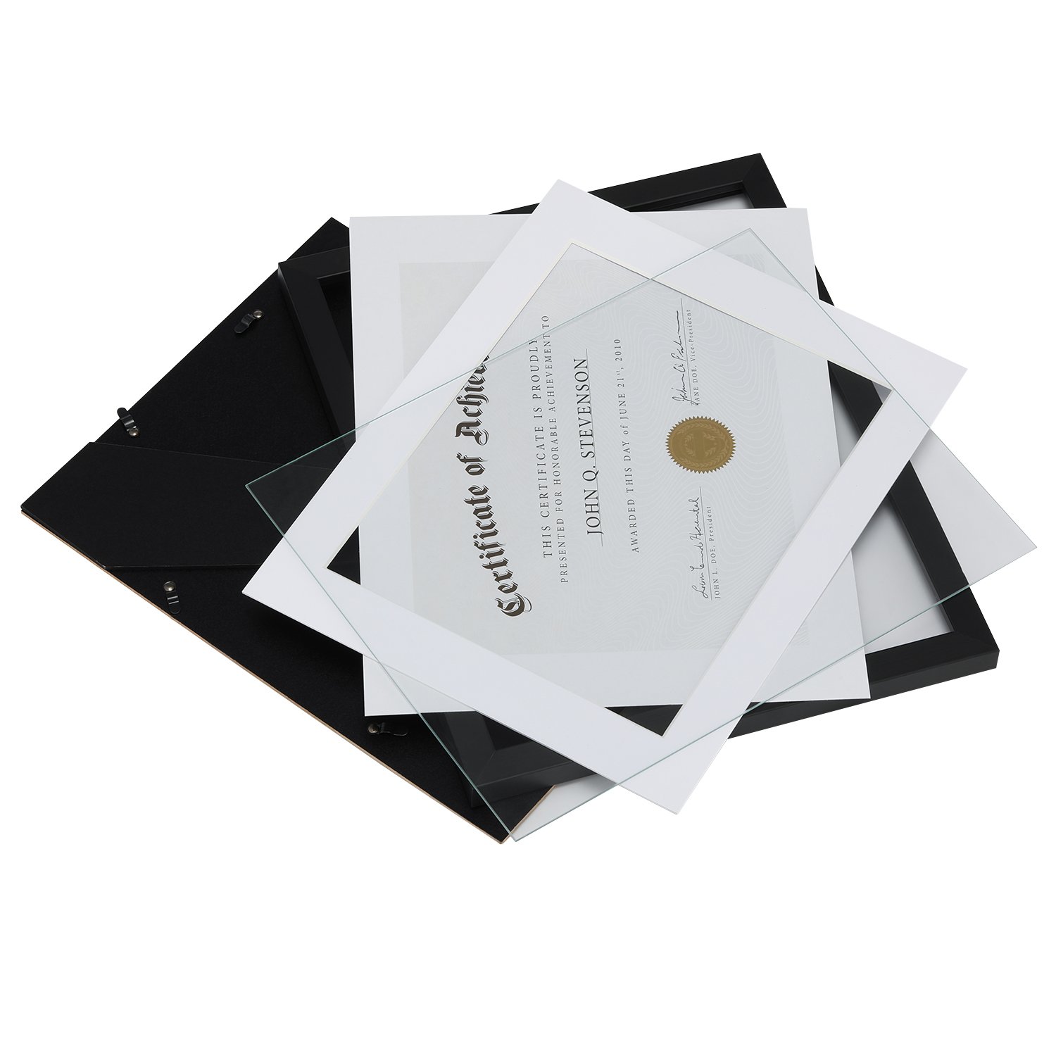 ONE WALL Tempered Glass 14x11 inch Certificate Diploma Document Frame with Mount for 8.5x11 inch