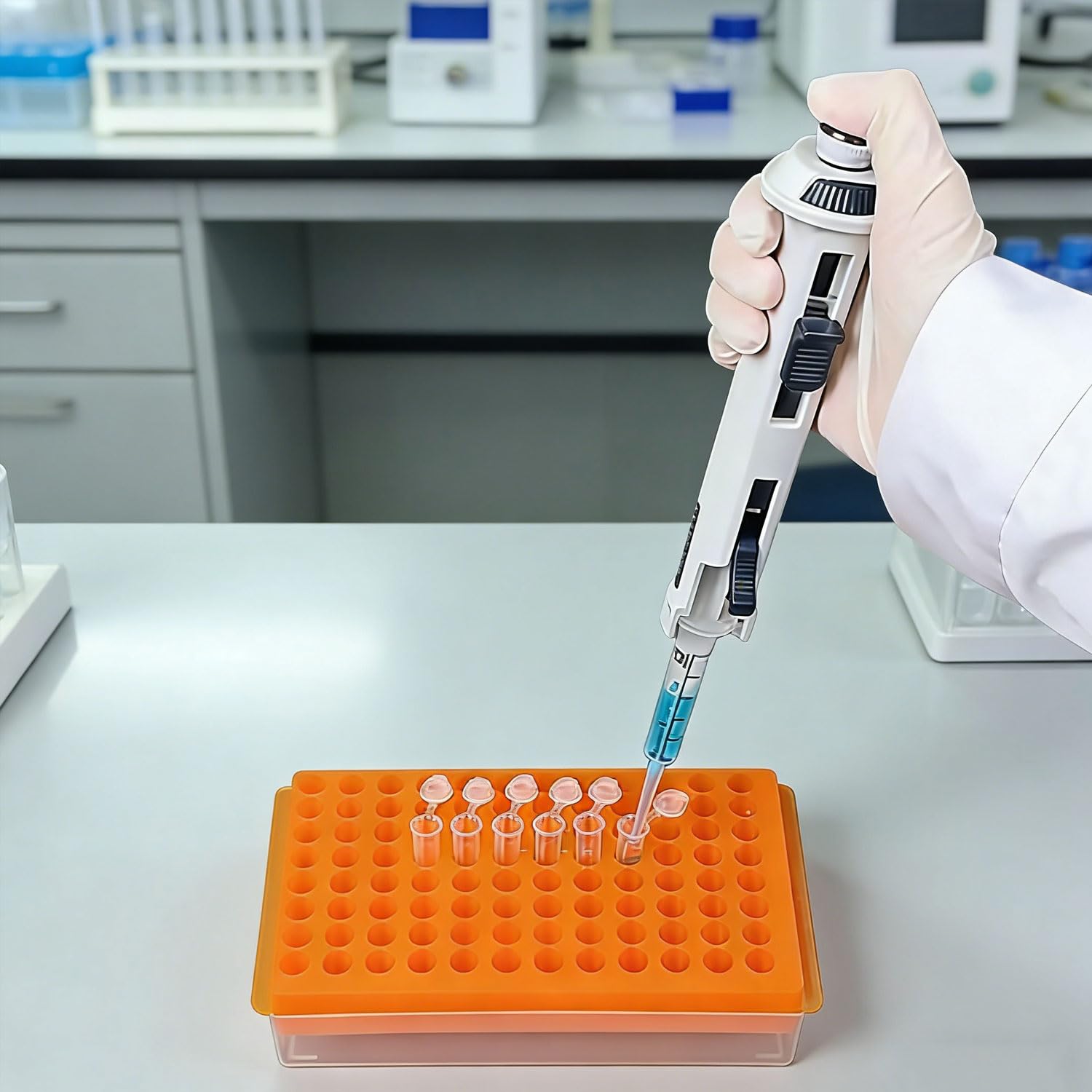 Micropipeta de laboratorio, pipeta continua de alta precisión, con puntas de 5 ml, desplazamiento de líquido ajustable de 5 velocidades, pipeta monocanal, dispensador de gotero, para investigación