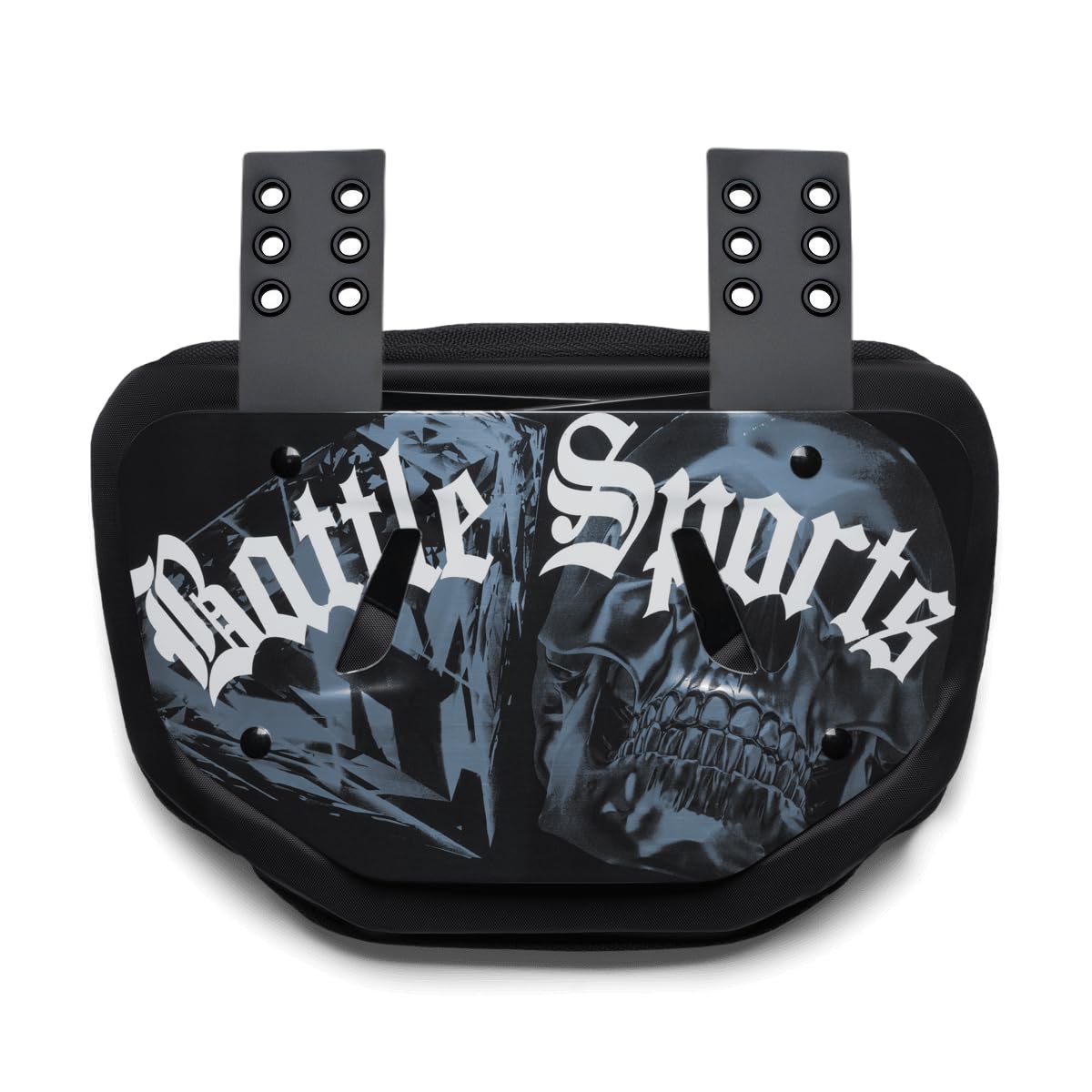 Battle Sports Novelty Football Back Plate, Kids, Chrome Skulls, Youth