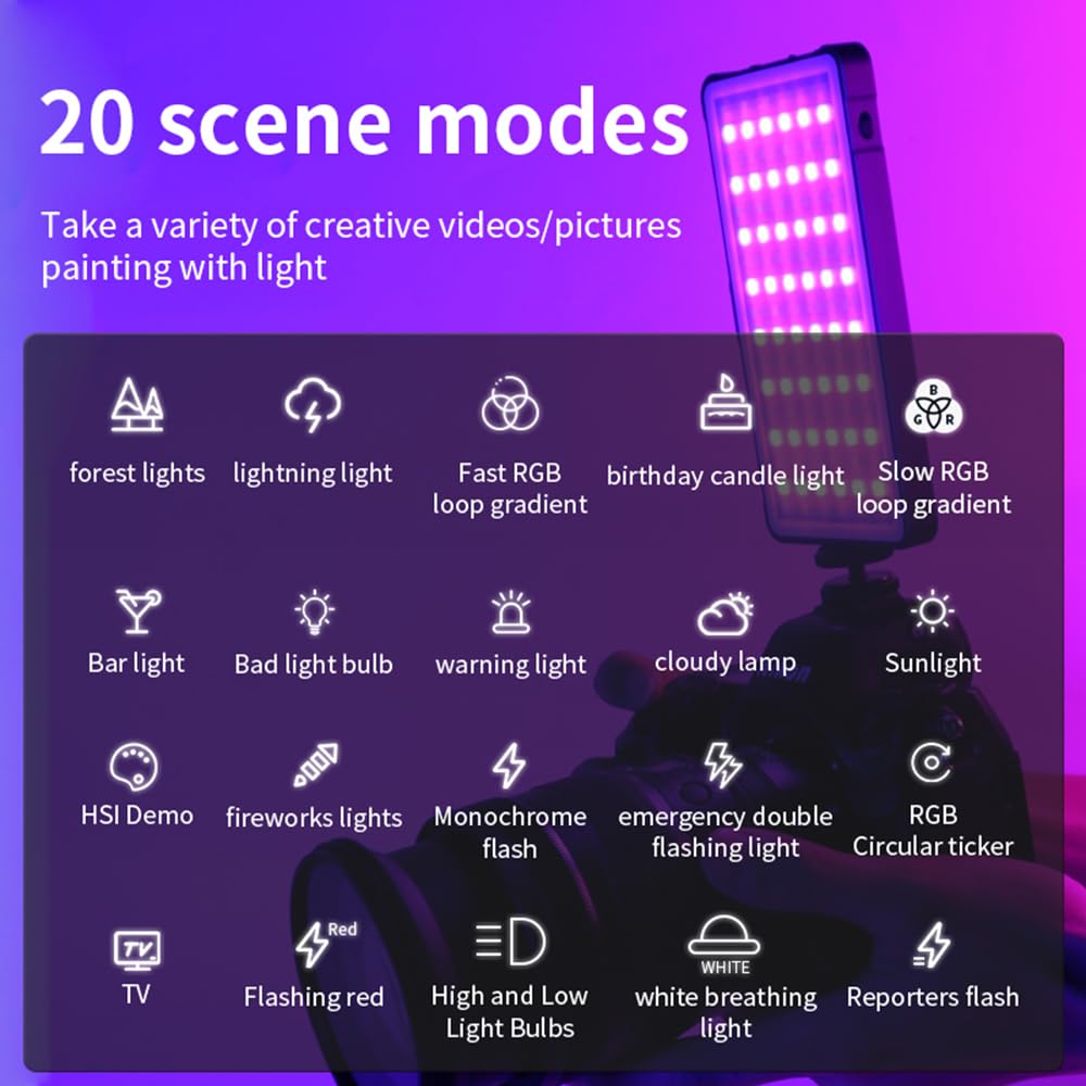 Andoer RGB Video Light LED Video Light Panel Luce Video RGB Tascabile Pannello Luminoso di Riempimento a LED Portatile da 10 W 2500K-9000K Dimmerabile per Vlog Live Streaming Videoconferenza