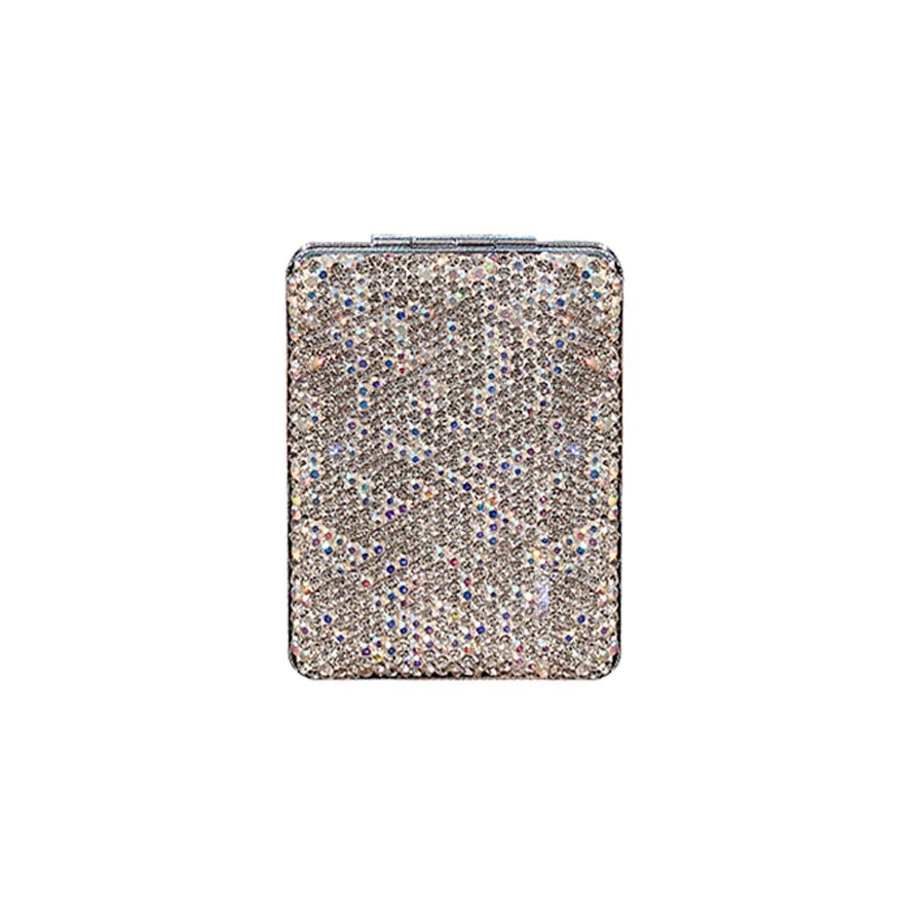 Specchio da Trucco Mini specchio quadrato portatile del trucco del diamante-incrostato con la piccola copertura di flip a soffitto specchio tascabile pieghevole for le donne Specchio Cosmetico