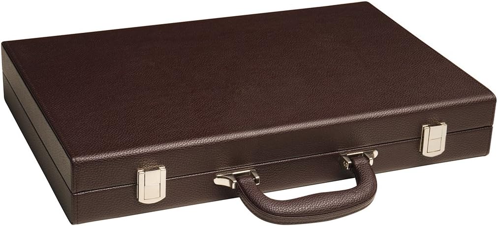 16-inch Premium Backgammon Set - Dark Brown Board, White and Orange Points