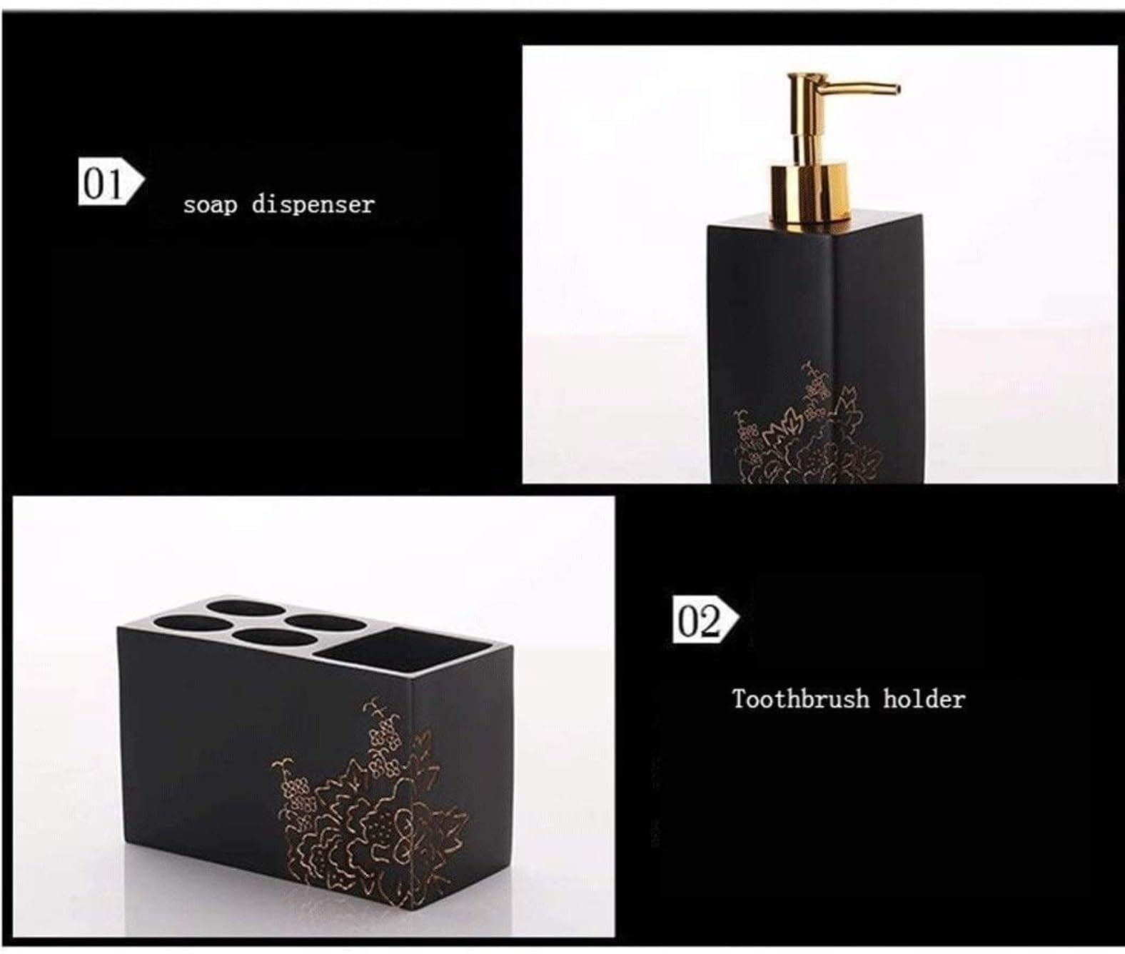 Accesorios De Baño Juego De 6 Accesorios De Baño De Resina, Dispensador De Jabón, Soporte para Cepillo De Dientes, Vaso Y Jabonera Set De Baño Accesorios