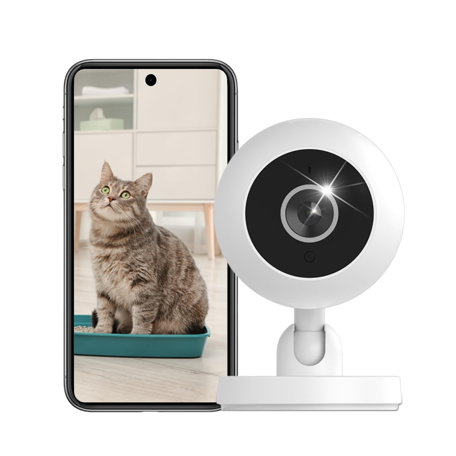 Cámara de Seguridad Inalámbrica para Interiores, 1080P HD WiFi, Monitor de Cámara para Bebés con Audio Bidireccional, Cámara de Vigilancia para el Hogar para Perros, Bebés,