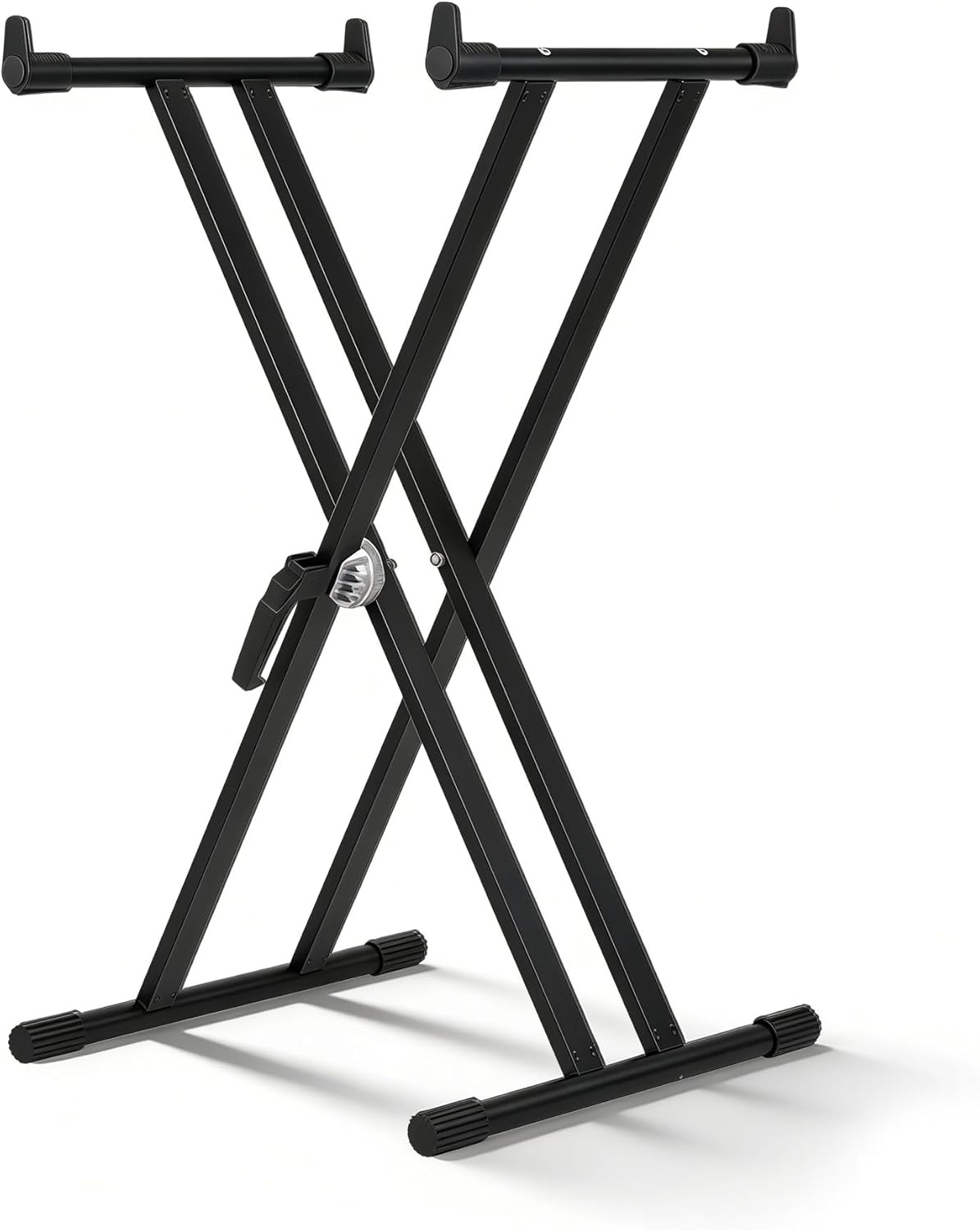 Heavy-Duty, Double-X, Pre-Assembled, Infinitely Adjustable Piano Keyboard Stand, Black