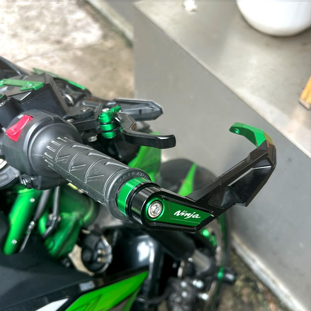 Motorcycle Handguards Compatible with Ninja 500 SE 2025 Ninja 400 300 250R ZX6R ZX10R ZX4RR ZX14R Ninja 1000SX Aluminum Brake Clutch Lever Guards Protector (Green)