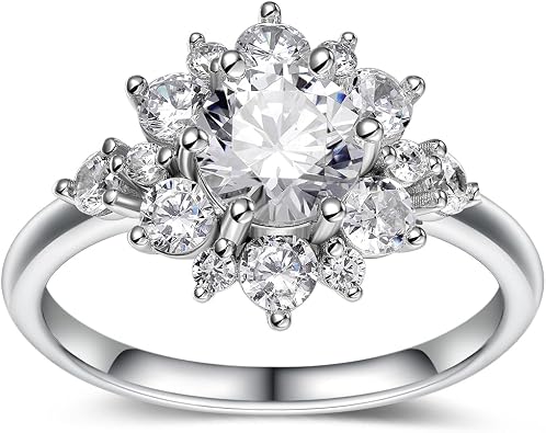 CYW Moissanite Wedding Engagement Promise Ring Solid 925 Sterling Silver