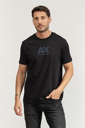 Armani Exchange Short Sleeve Printed Logo Round Collar Ti rt Erkekler