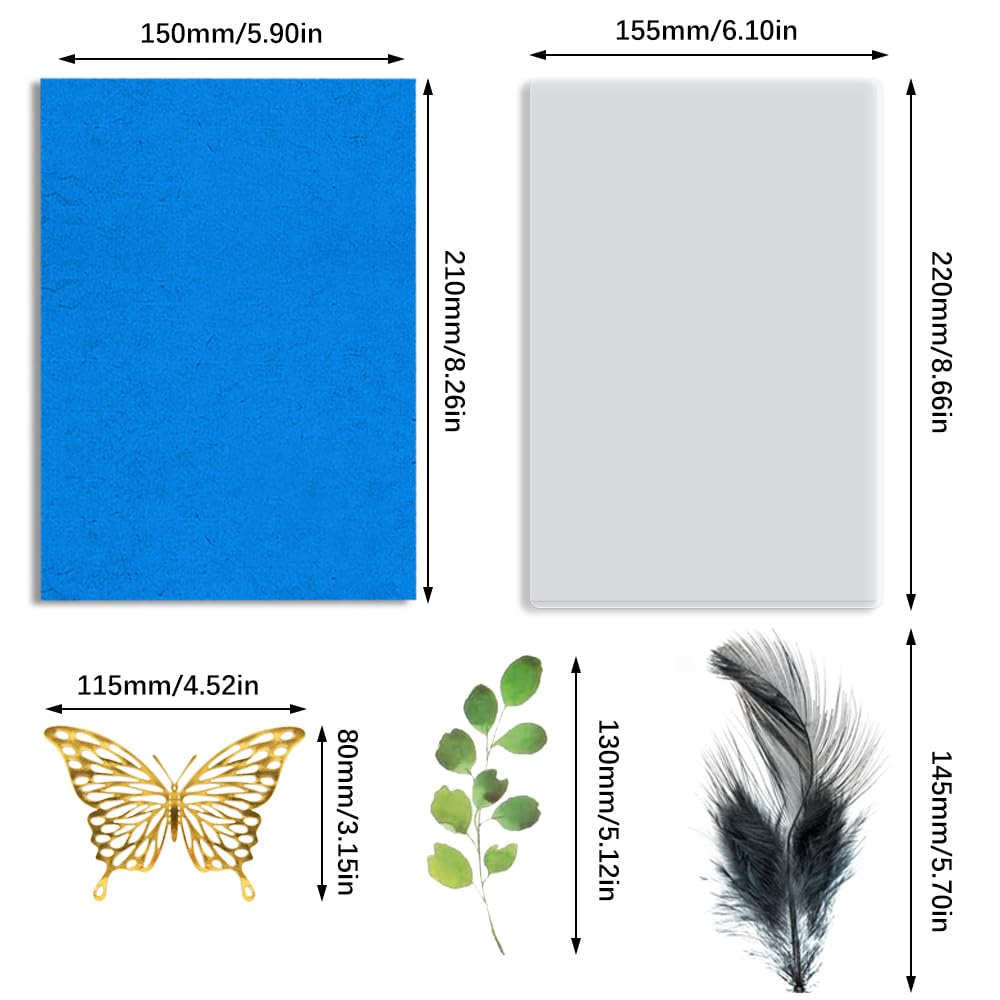 TMZELOA Cyanotypie Papier Set - 36 Blatt A5 Sonnendruckpapier Mit Acrylplatte Und Klammern