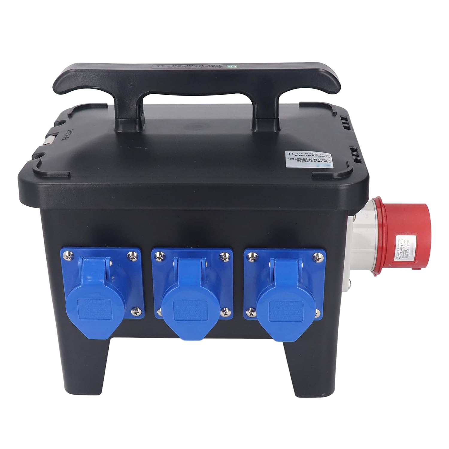 Portable Power Distribution Unit with RCBO Leakage Protector - AC 220-380V and 240-415V Distribution Protection Box with Plated Contacts and Carrying Handle for Industrial