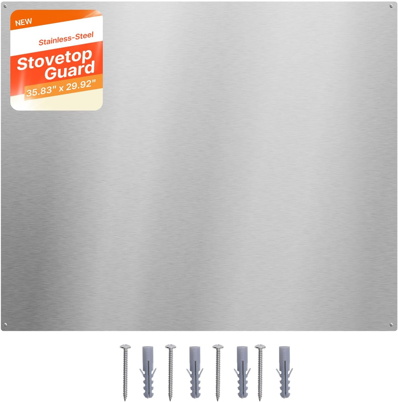 VEVOR 36" x 30" Stainless Steel Backsplash for Stove, Ultra Flat Splatter Guard, Wall Shield Range Hood Backsplash, Easy Clean Kitchen Wall Metal Panel, Pre-Drilled Holes for Easy Installation, Silver