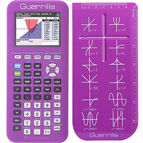 Guerrilla Silicone Case For Texas Instruments Ti-84 Plus Ce Color Edition Graphing Calculator With Screen Protector And Graphing Ruler, Purple #TOP4