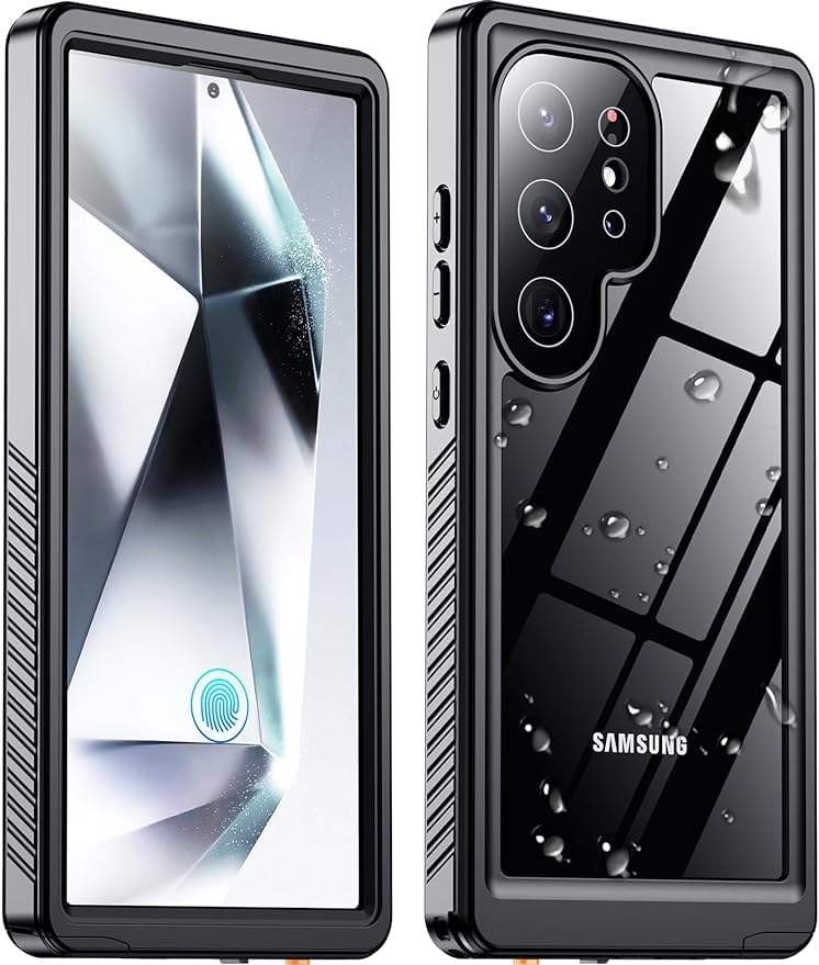 GIBAN Waterproof Case for Samsung Galaxy S24 Ultra Case, Built-in Screen Protector Full Protection Heavy Duty Shockproof Anti-Scratched Rugged Case for Galaxy S24 Ultra 6.8'' (Black/Clear)