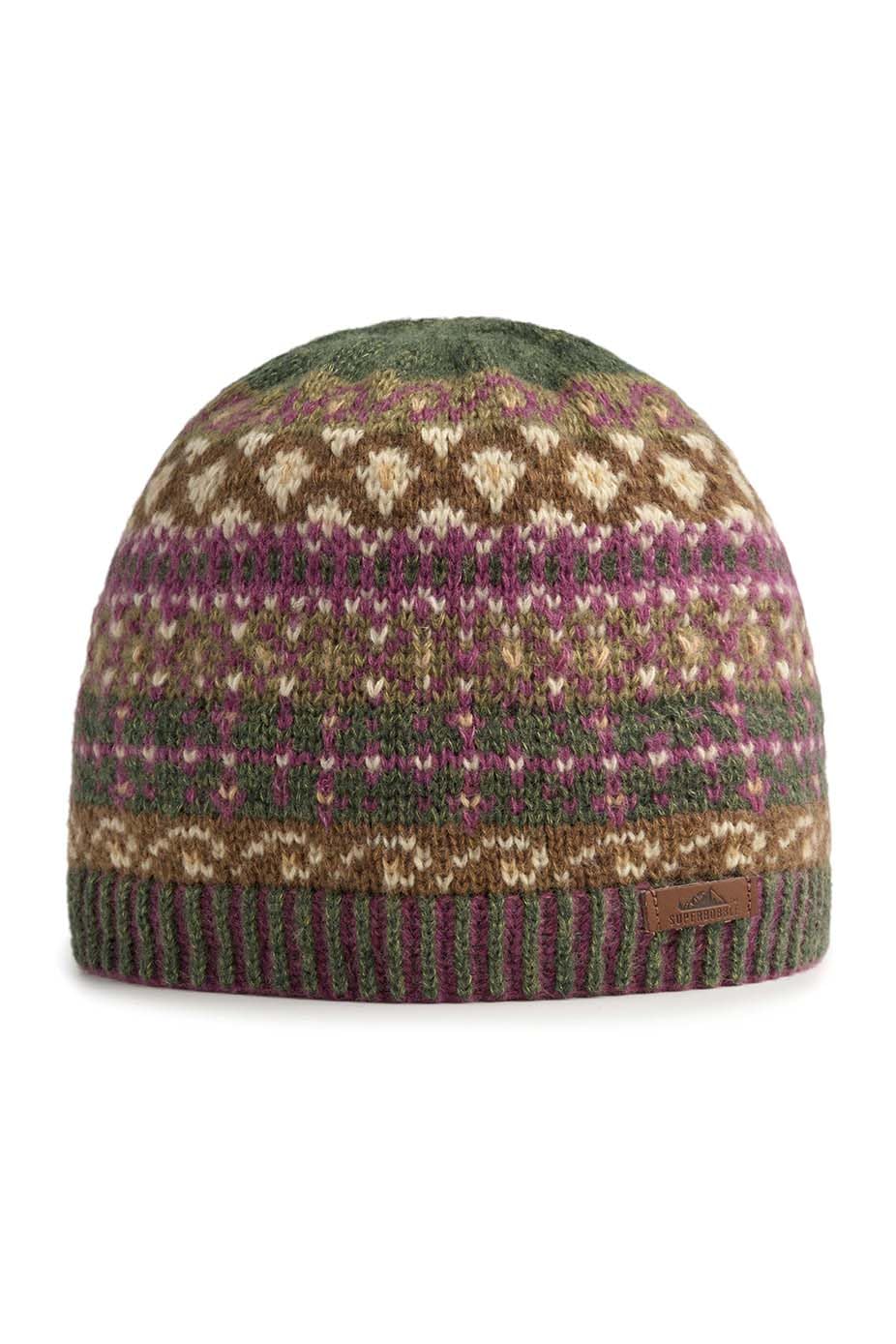Superbobble Unisex Green Burra Fern Fairisle Beanie Hat