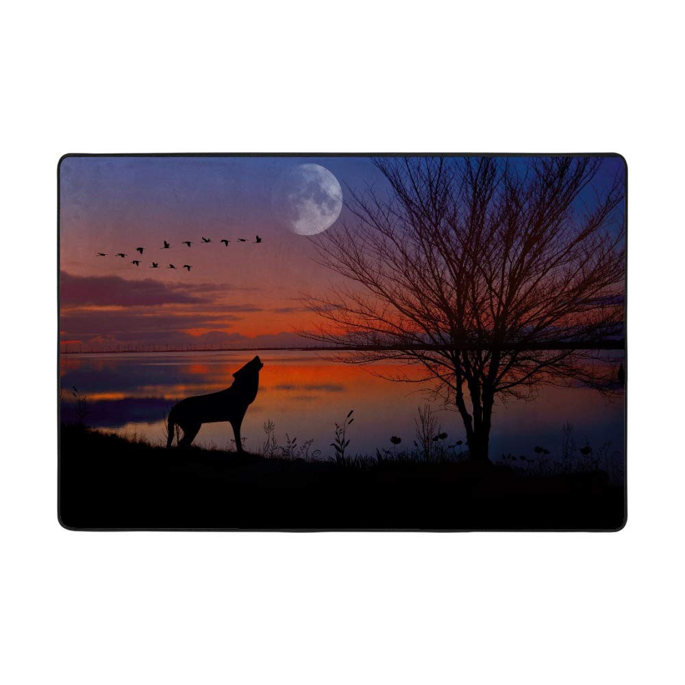 Tapis de sol motif loup Ruchen en velours corail haut de gamme 152cm