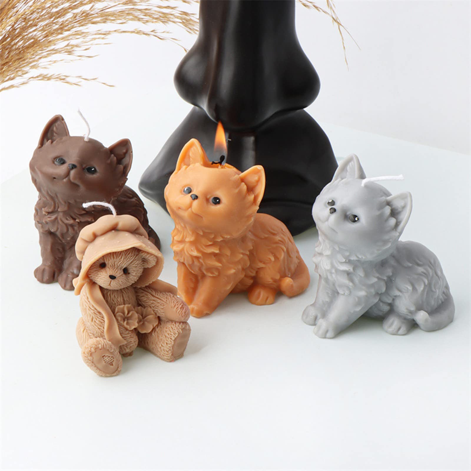 Xidmold Kat siliconen vorm dier kaarsvorm zeepvorm 3D kat siliconen vormen bakvorm voor chocolade, taartdecoratie, zeep, sojawas kaarsen, ambachtelijke decoratie (kat