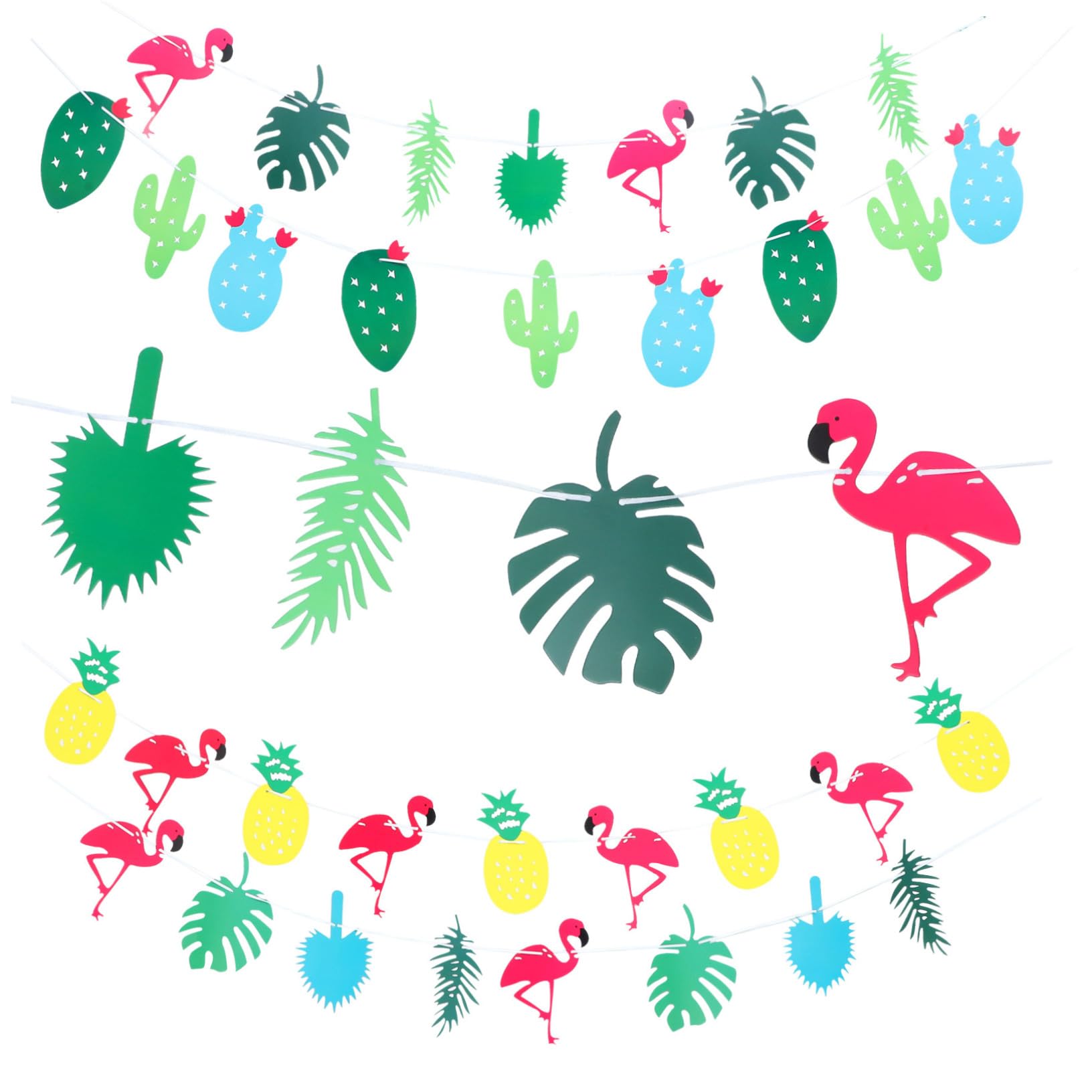 ibasenice Banner Decorativo Hawaiano Carta Con Flamingo e Piante Festive Bunting Per Decorazioni Di Feste Tema Hawaii Per Matrimonio e Celebrazioni Facile Da Installare Per Foto