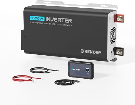 1000W Pure Sine Wave Inverter, Car Power Inverter 12V to 120V Converter for Solar, RV, Truck, Camping, Home, Built-in UPS Transfer Switch & Bluetooth, 92% Conversion Efficiency, 2000W Peak Power