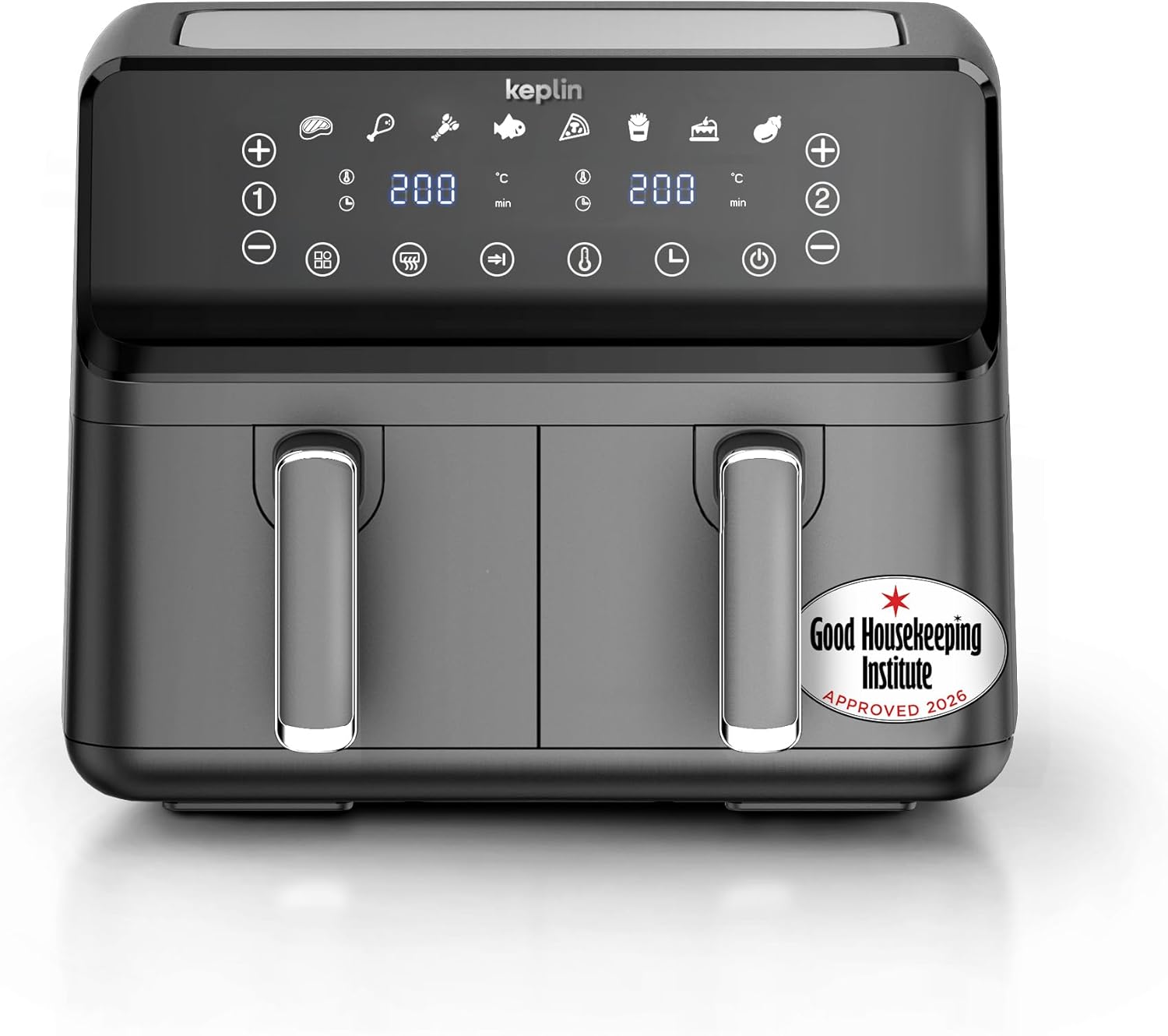 Keplin 9L Dual Zone Air Fryer – 8 in1 Cooking Functions – 2700W Energy-Saving Cooker – Extra-Large Capacity for Healthy Meals – Roast, Bake, Dehydrate, Reheat,- Family Size (9L)- 2 Years Warranty