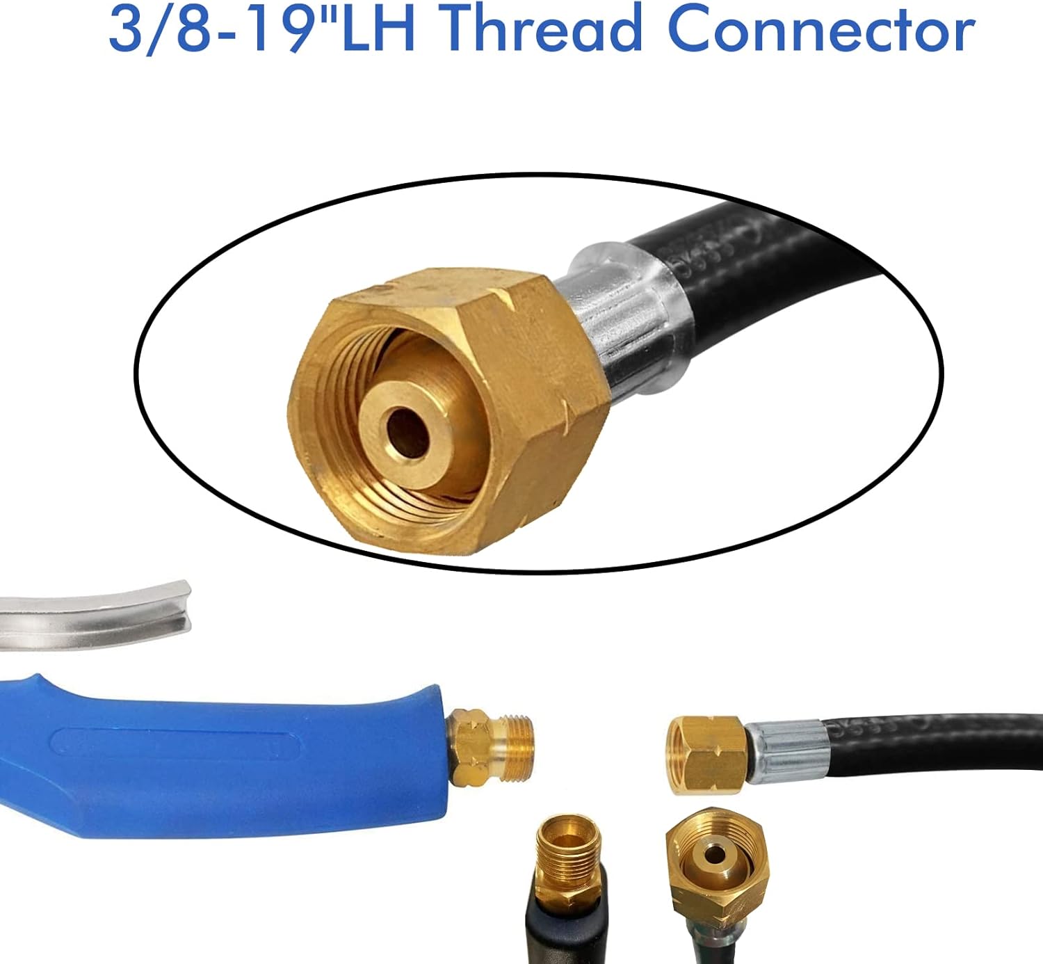 MCAMPAS 12FT High Pressure Propane Torch Extension Hose, POL Adapter with 3/8"-19 Left-Hand Thread Nut for Weed Burner, Flame Torch, Flexible Replacement for Weed Torch