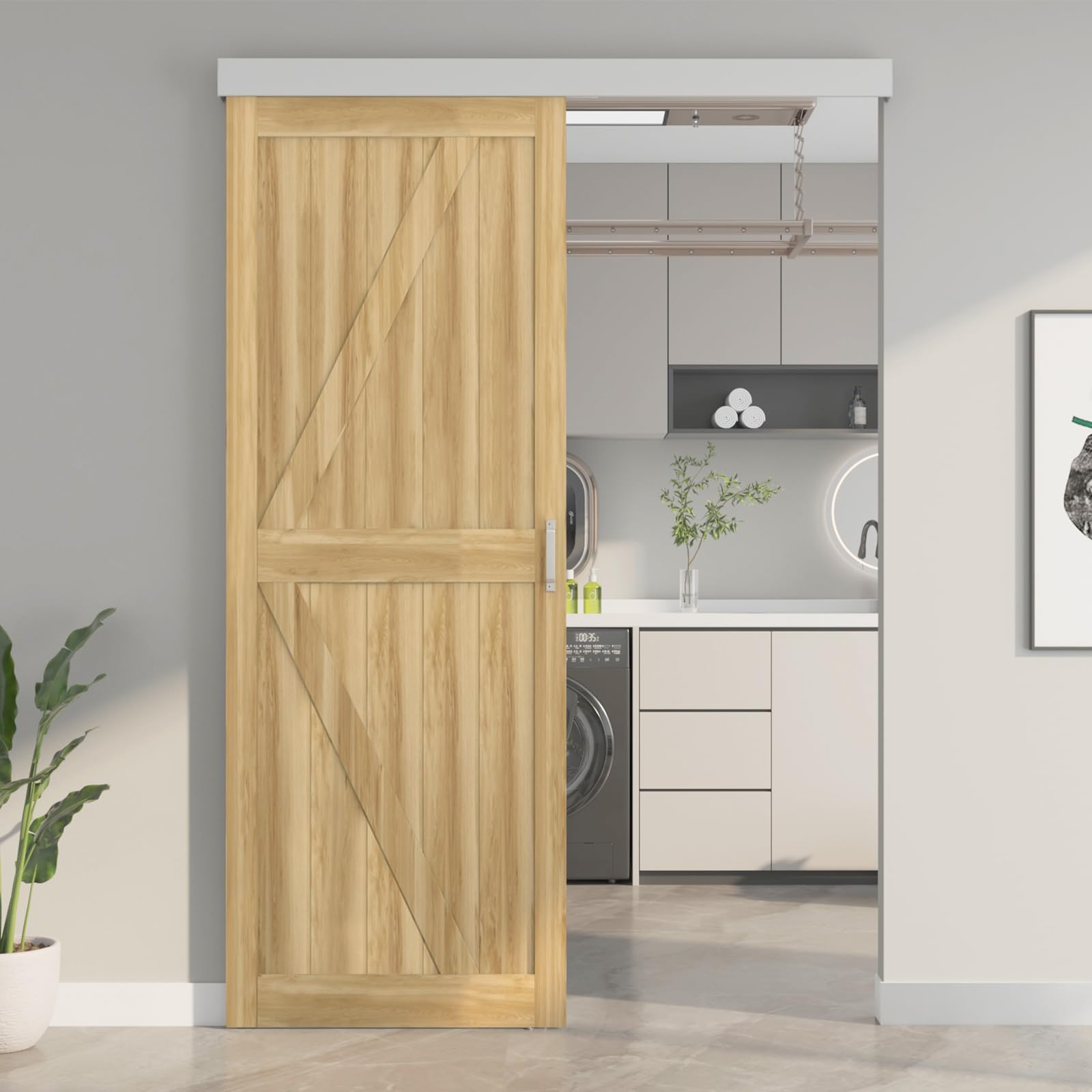 BARNSMITH 5フィート スライディングバーンドアハードウェアトラックキット、アルミニウム合金ボックスレール納屋ドアトラック