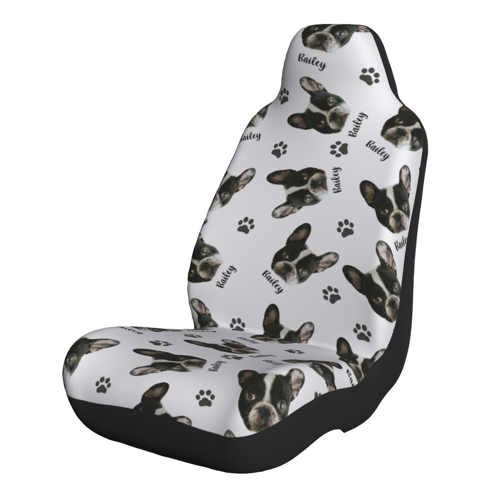 DEVONDESIGN Custom Car Seat Cover with Dog Face and Name, Personalized Pet Photo Nonslip Soft Thick Front Seat Covers Auto Protector for Cars, SUV, Truck, Van - Custom Gifts for Pet Lover