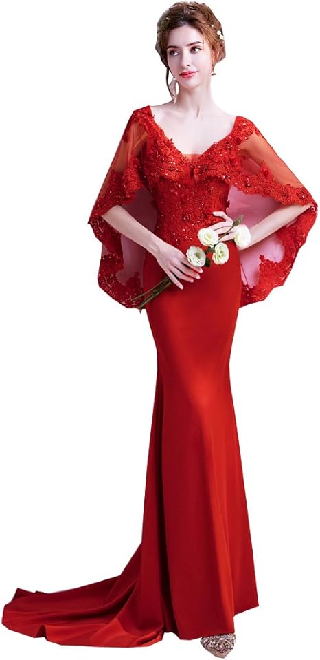 Amazon Co Jp 千恵モール マーメイドライン レッド 花嫁ドレス マーメイドライン ウェディングドレス マーメイドシルエットスリーブ ロングドレス ウェディングドレス 結婚式 花嫁 披露宴 二次会 パーティドレス ワンピース イベント プリンセス 撮影 Xl ファッション