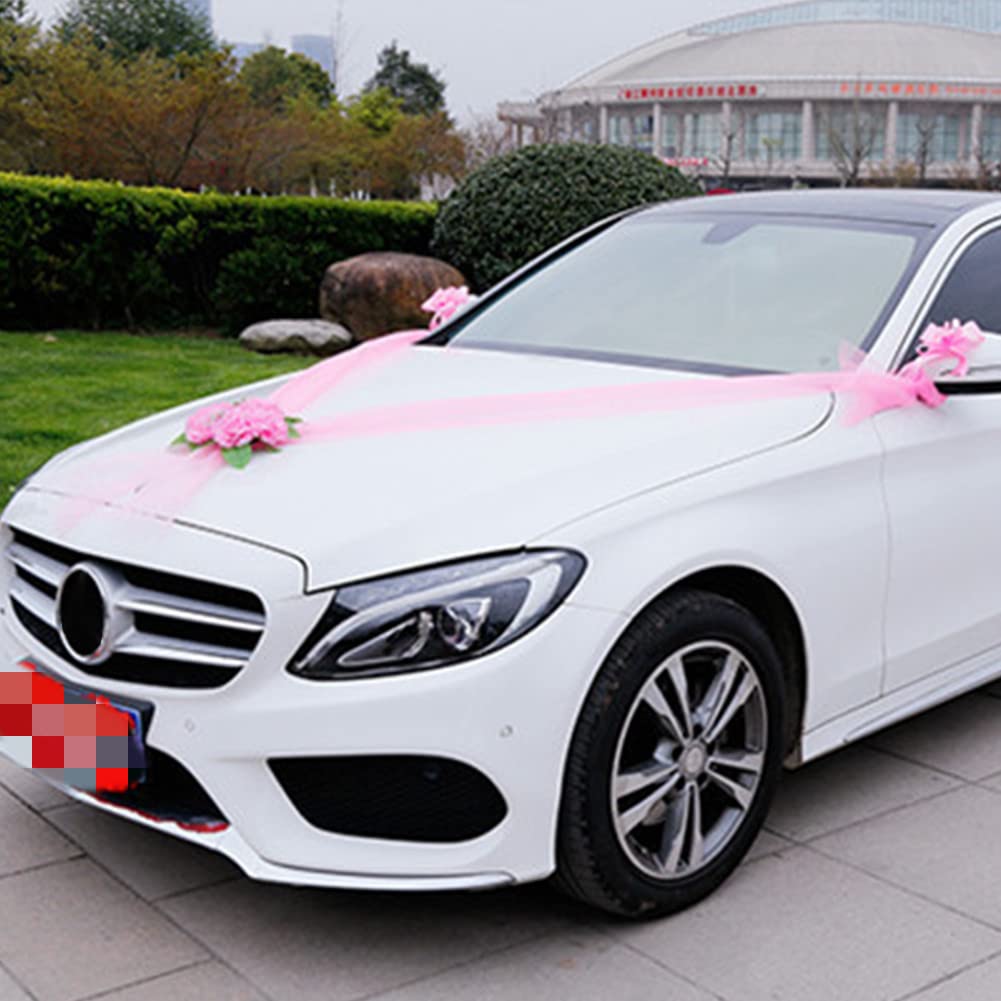 DazSpirit Blanche Guirlande Decoration Voiture Mariage, Fleur Gaze Rose DazSpirit Blanche Guirlande Decoration Voiture Mariage, Fleur Gaze Rose