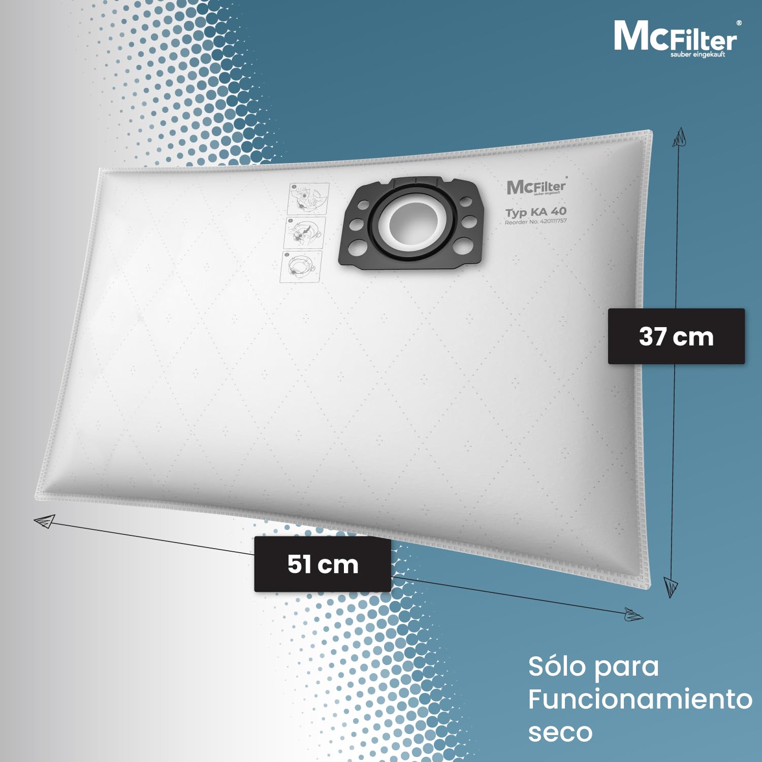 McFilter | 20 Bolsas de aspirador compatibles con Kärcher WD2 WD3 KWD1 KWD2 KWD3 WD3.200 - WD3.800 WD 3 V-17/4/20 M/SE4001/SE4002, se adapta a KFI 357 2.863-314.0